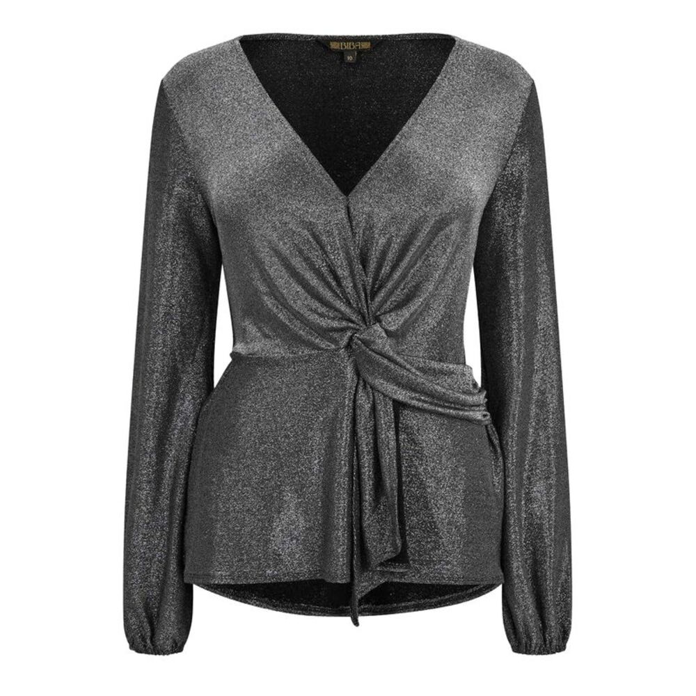 Biba Womens/Ladies Metallic Twisted Knot Front Blouse / Silver